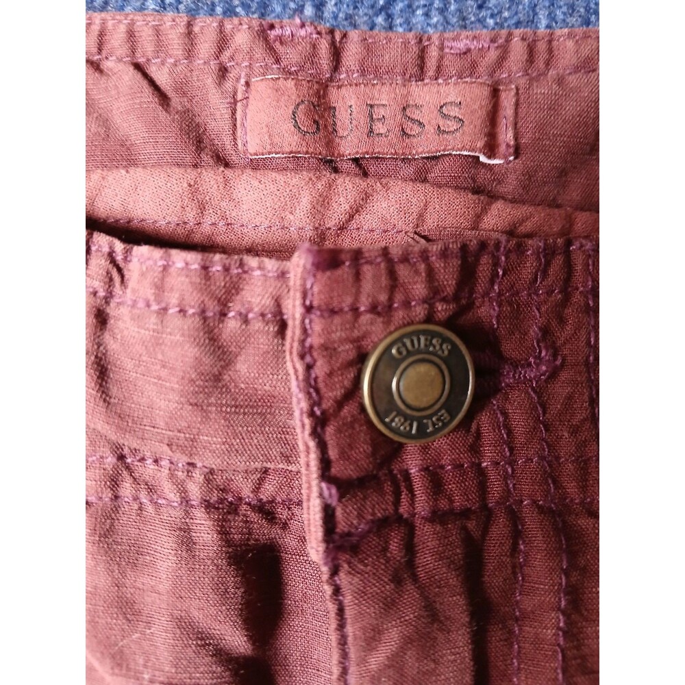 GUESS ECO Women's Wine Cargo Pants, Zipper Pockets, Size 27 - Picture 4 of 15